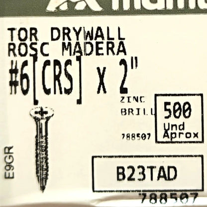 Tornillo Drywall Rosca Gruesa Zincado – 