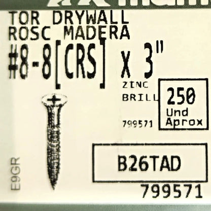 Tornillo Drywall Rosca Gruesa Zincado – 