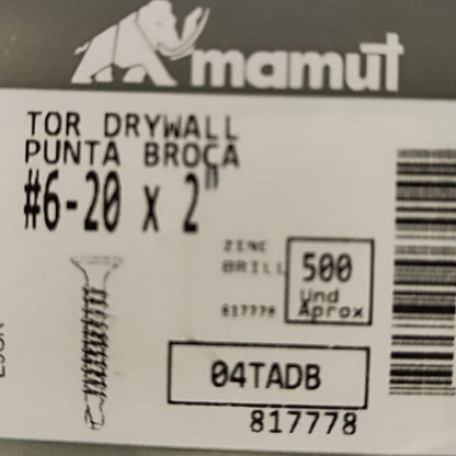 Tornillo Drywall Punta Broca 
